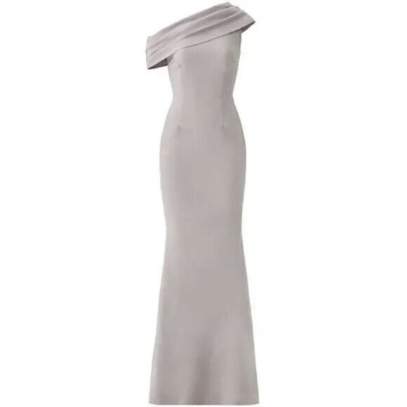 Katie May Dresses & Skirts - Katie May Los Angeles Gray Dove Layla Gown One Shoulder Cap Sleeves Size 14